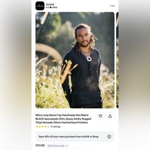 Ajjaya brand - Handmade Neo Matrix Black Men's Long Sleeve Shirt M/L